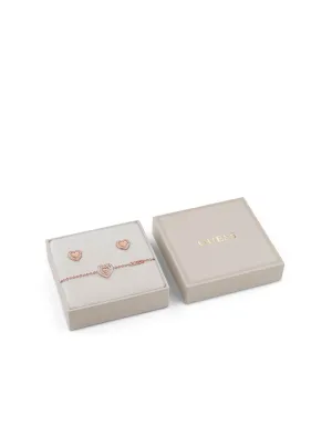 Rose Gold Amami Heart Bracelet and Stud Earring Set Guess