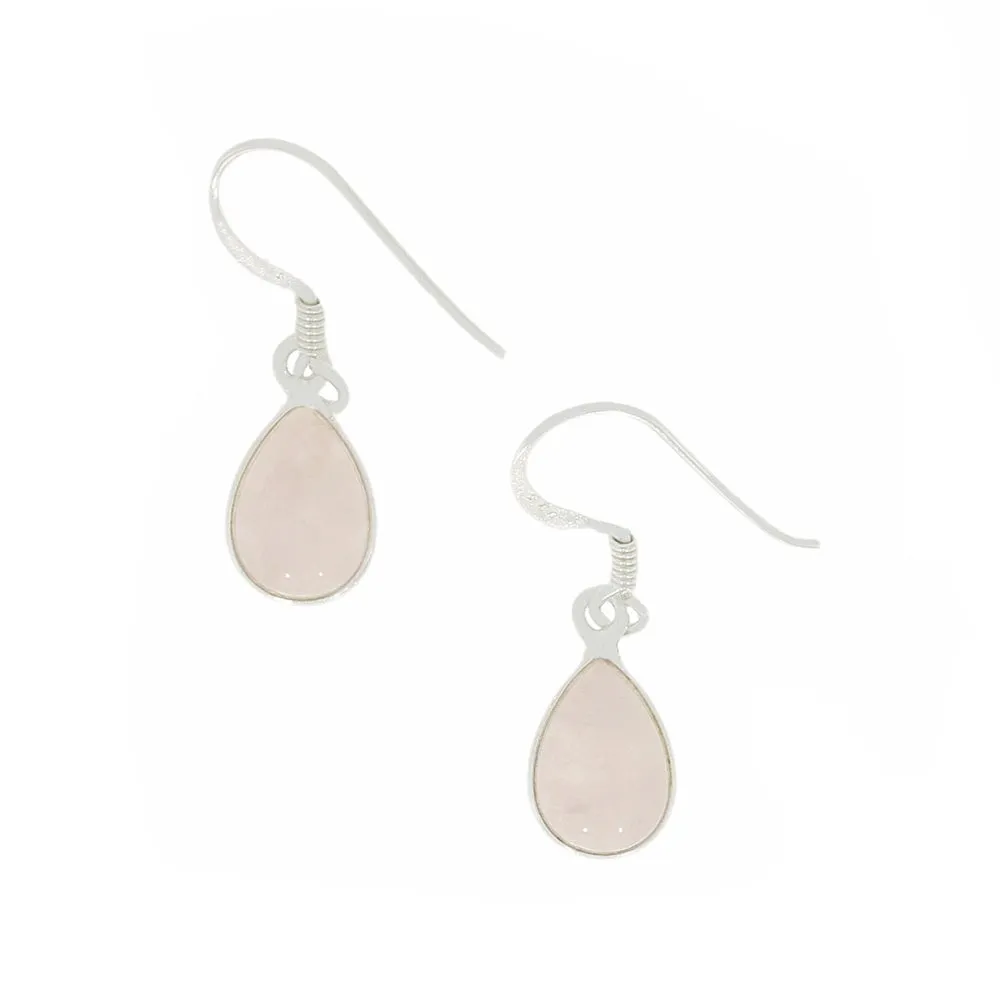 Rose Quartz Sterling Silver Pear Shape Drop Earrings