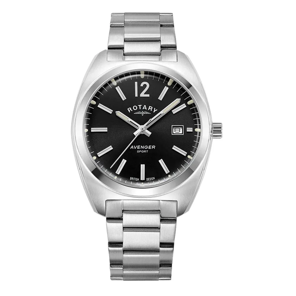 Rotary Avenger Black Dial Stainless Steel Mens Watch GB05480/65