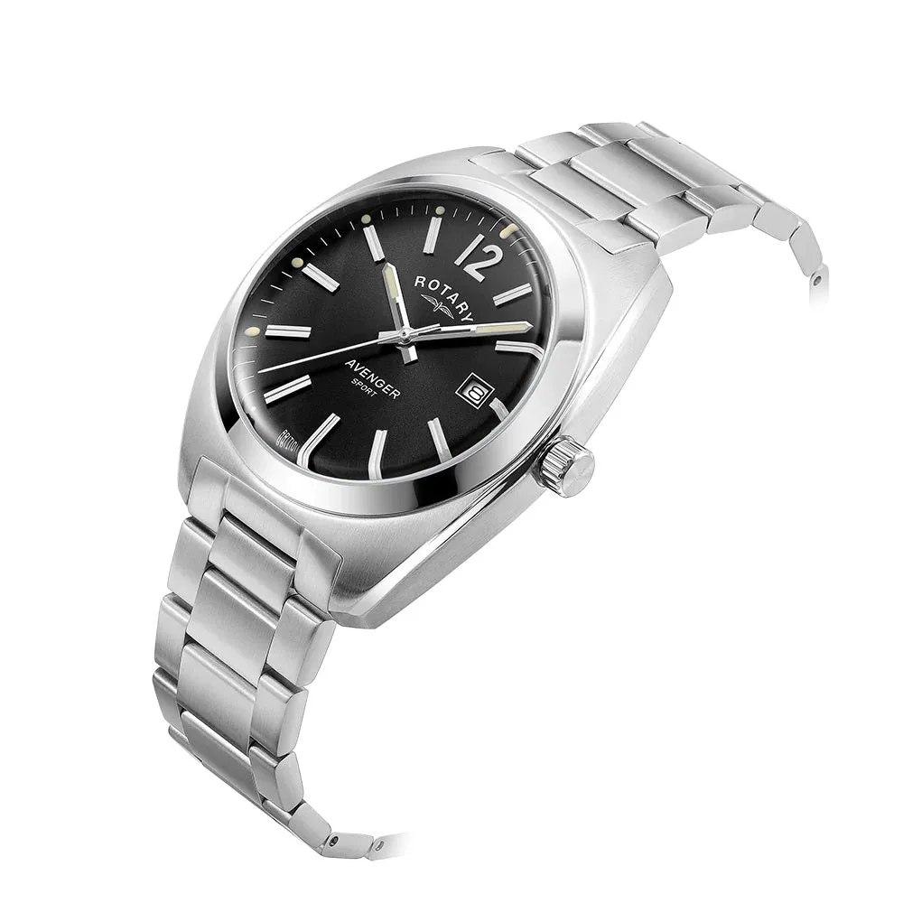 Rotary Avenger Black Dial Stainless Steel Mens Watch GB05480/65
