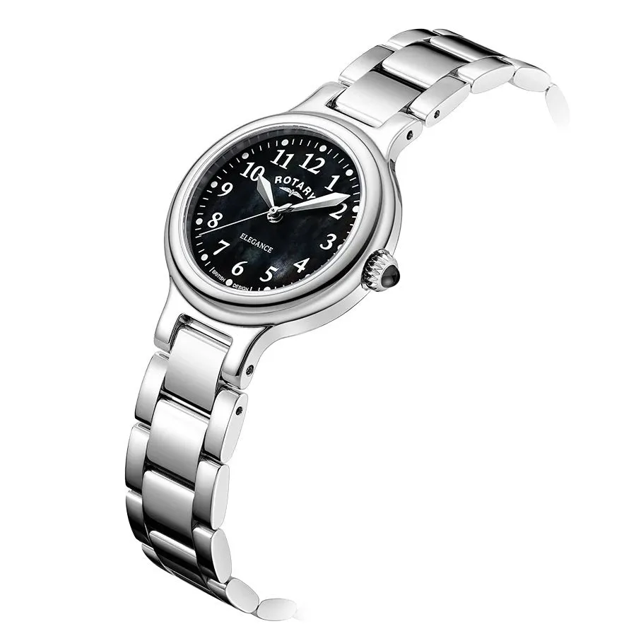 Rotary Elegance Black Mother of Pearl Dial Ladies Watch LB05135/38