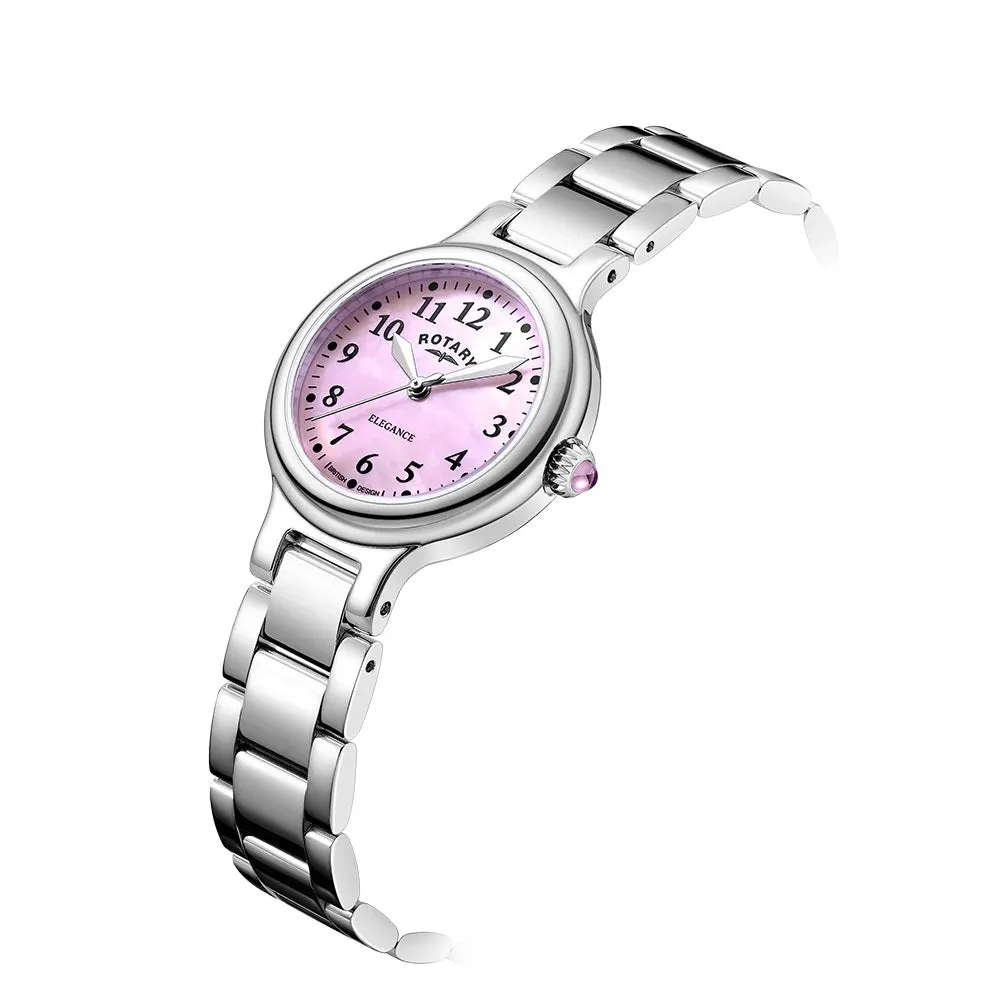 Rotary Elegance Pink Mother of Pearl Dial Ladies Watch LB05135/07
