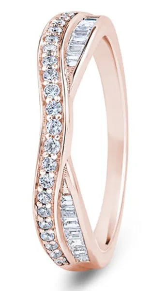 Round Brilliant & Baguette Cut Entwined Double Row