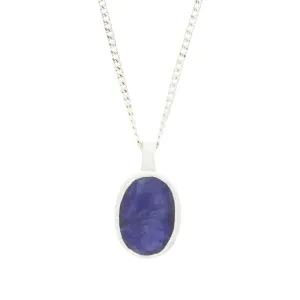 Sapphire Quartz Sterling Silver Oval Pendant & Chain
