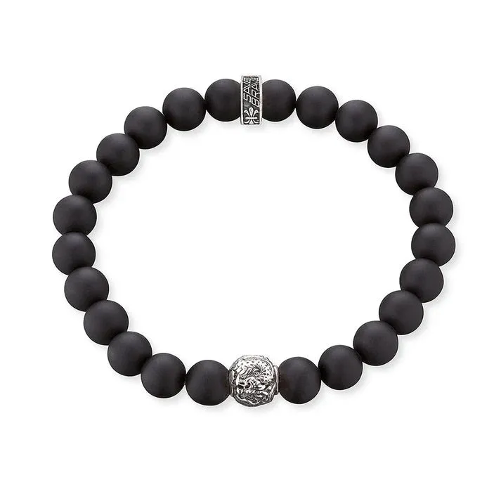 Save Brave Onyx Bead Mens Bracelet SBB-DR-1E-24O