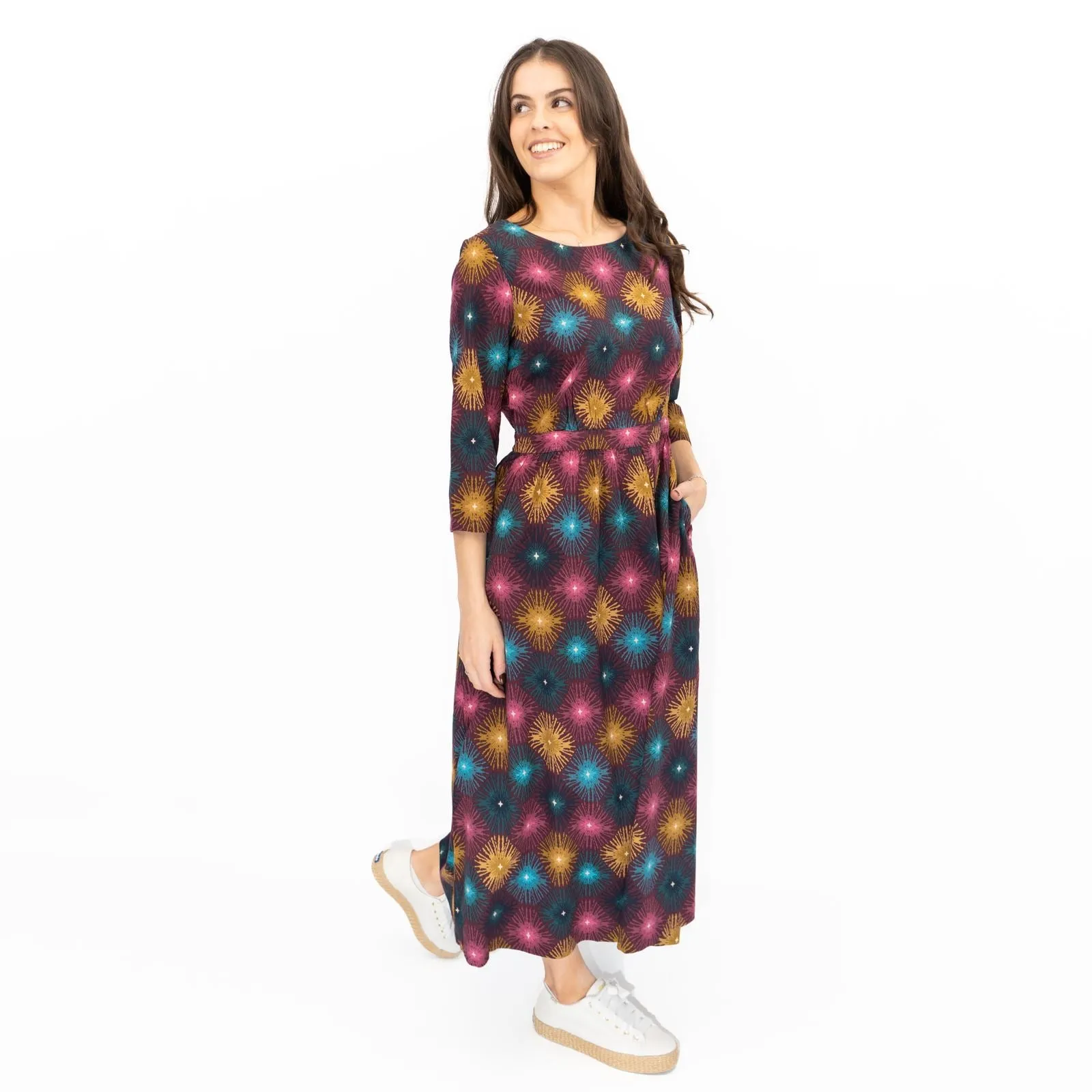 Seasalt Forestry Dress Purple Sparkler Geo Print