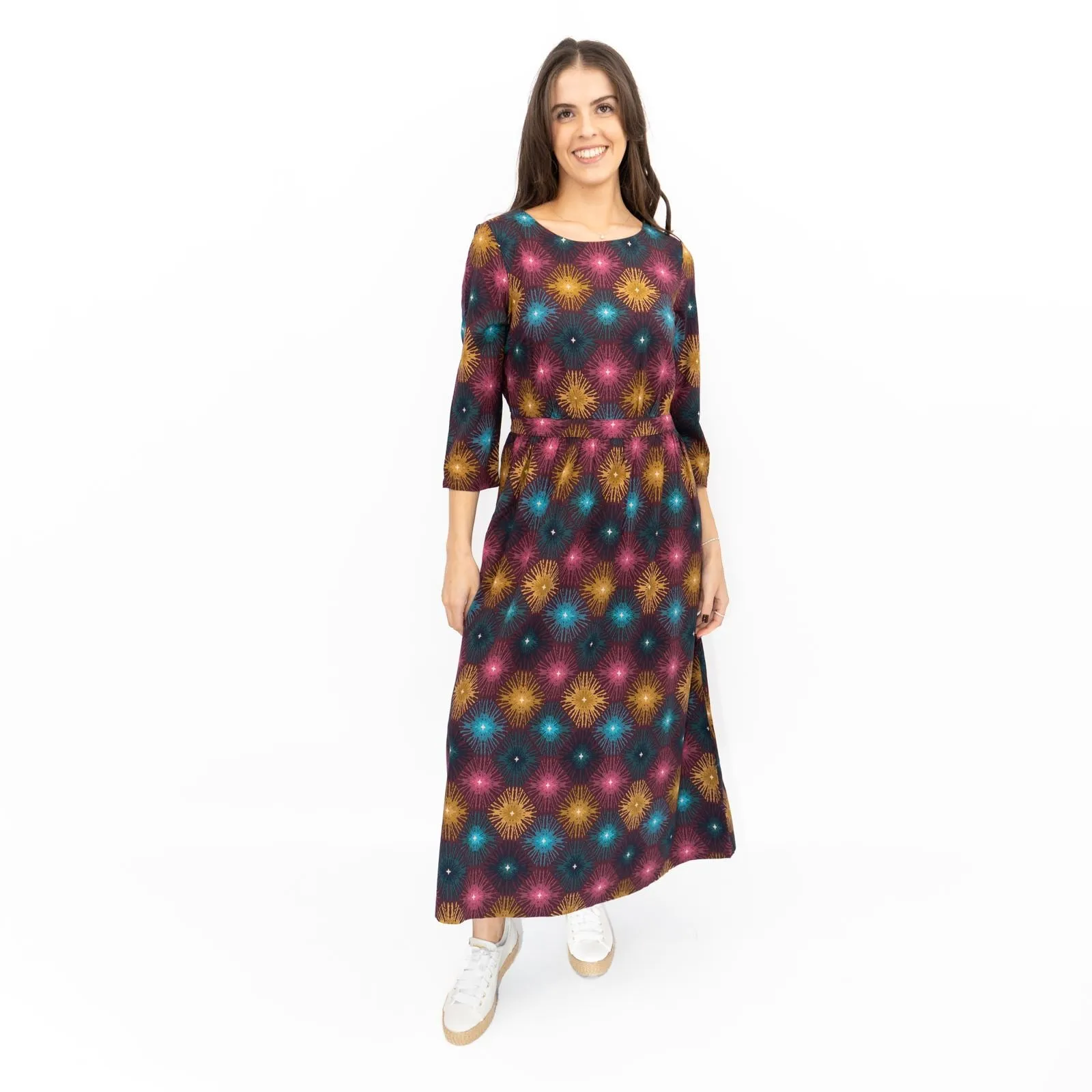 Seasalt Forestry Dress Purple Sparkler Geo Print