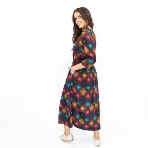 Seasalt Forestry Dress Purple Sparkler Geo Print