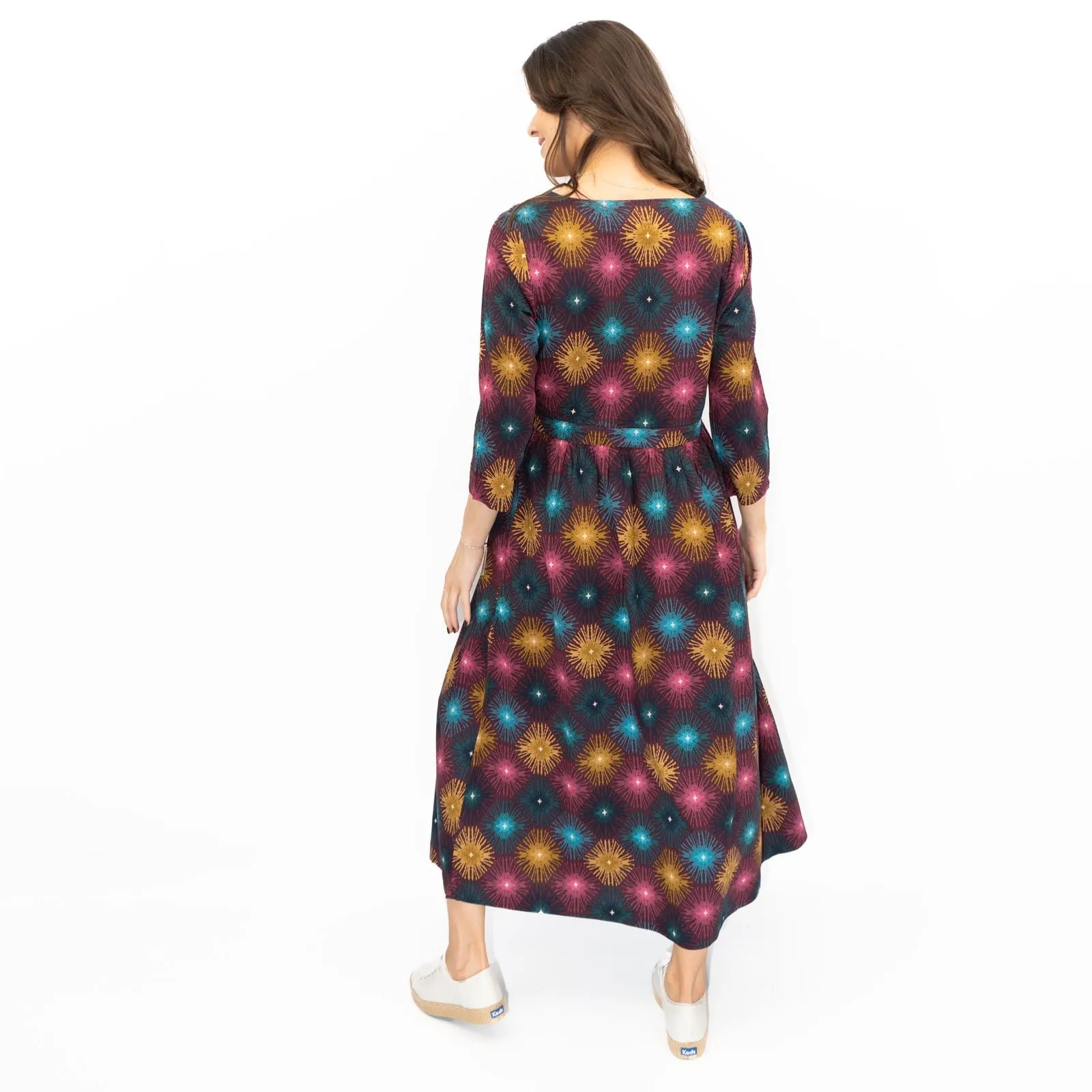 Seasalt Forestry Dress Purple Sparkler Geo Print
