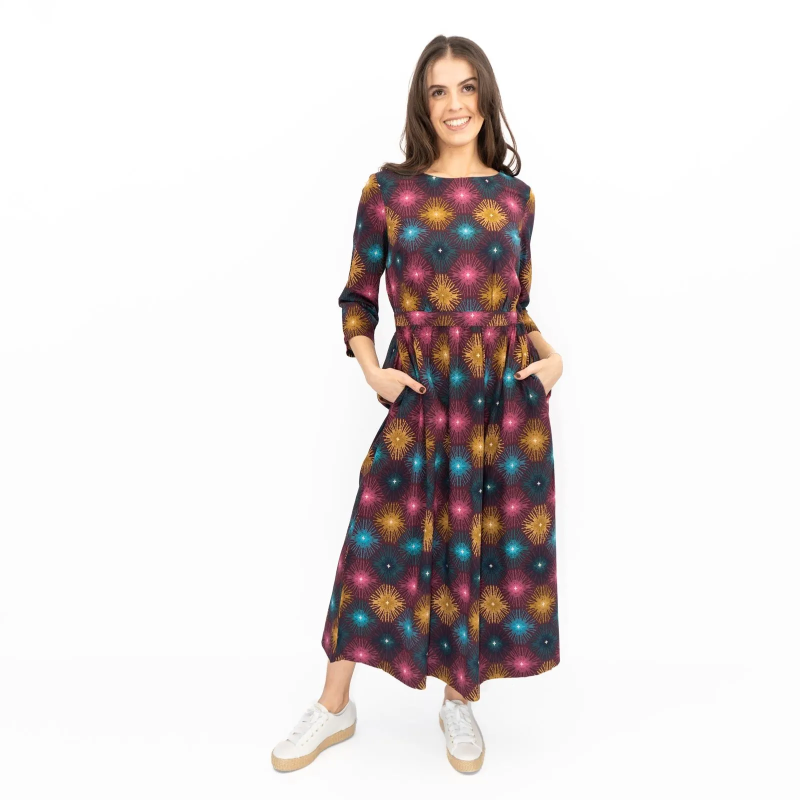 Seasalt Forestry Dress Purple Sparkler Geo Print