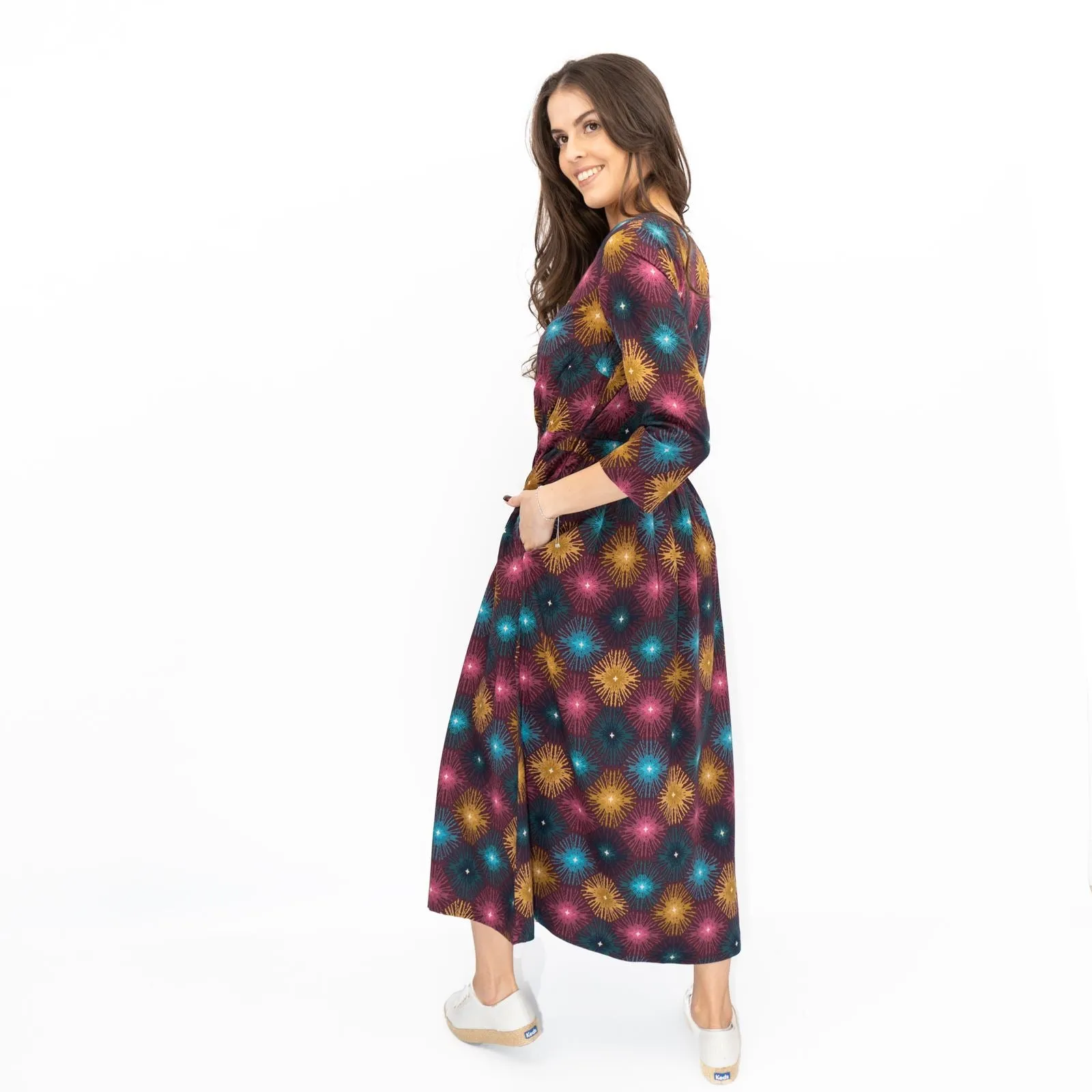 Seasalt Forestry Dress Purple Sparkler Geo Print