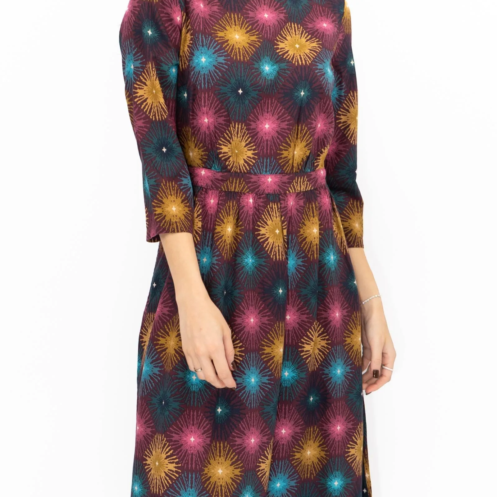 Seasalt Forestry Dress Purple Sparkler Geo Print