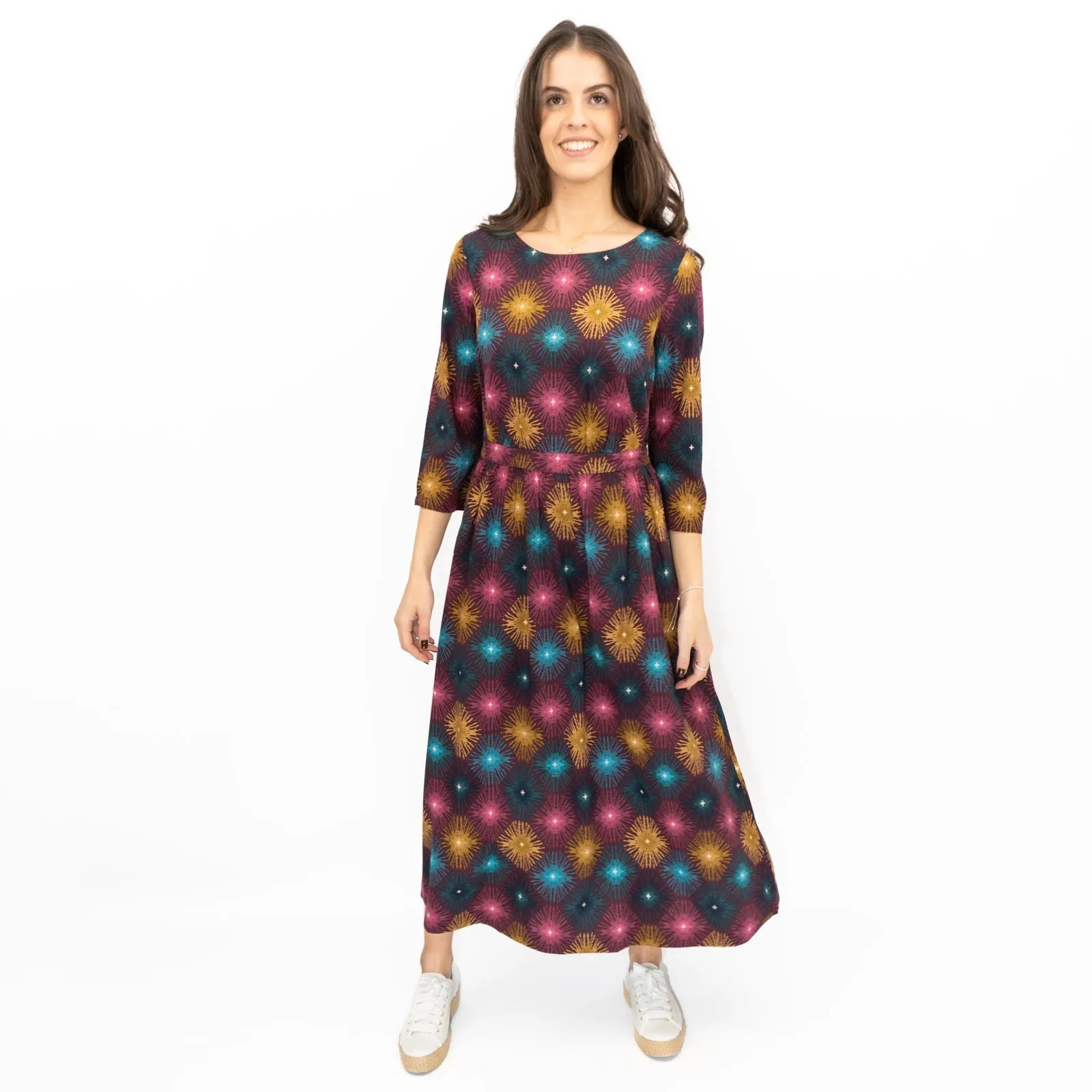 Seasalt Forestry Dress Purple Sparkler Geo Print