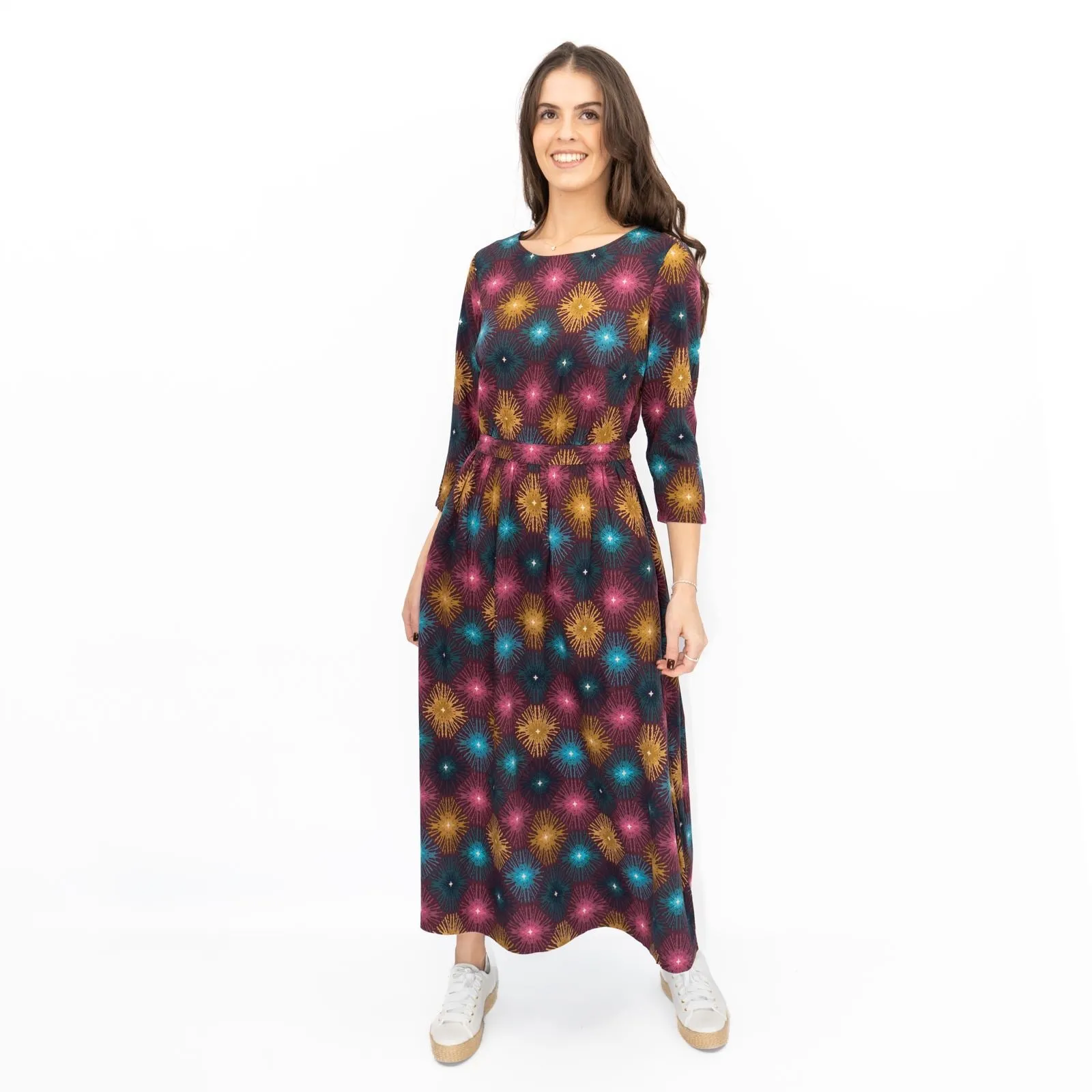 Seasalt Forestry Dress Purple Sparkler Geo Print