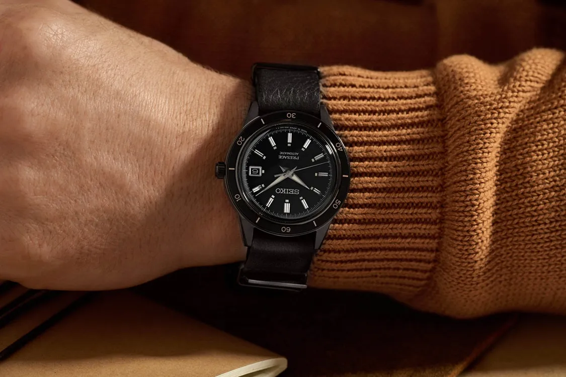 Seiko Presage 60's Style Black Strap Watch SRPH95J1