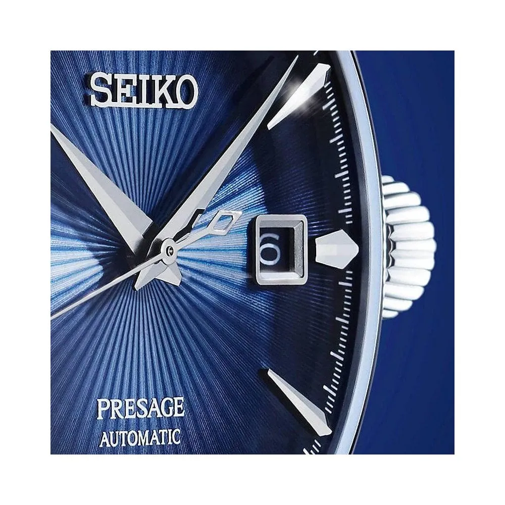 Seiko Presage Automatic Blue Face Cocktail Mens Watch SRPB41J1