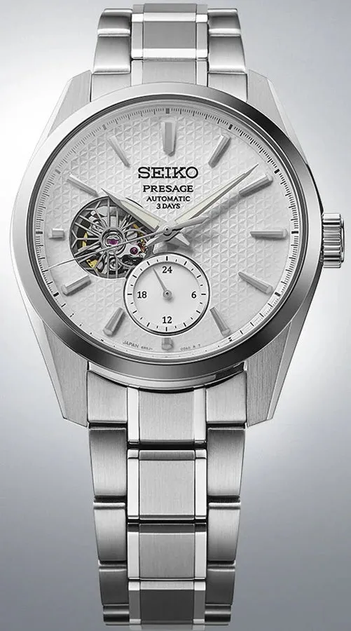Seiko Presage ‘Shiro’ Sharp-Edged Open Heart Automatic Mens Watch SPB415J1