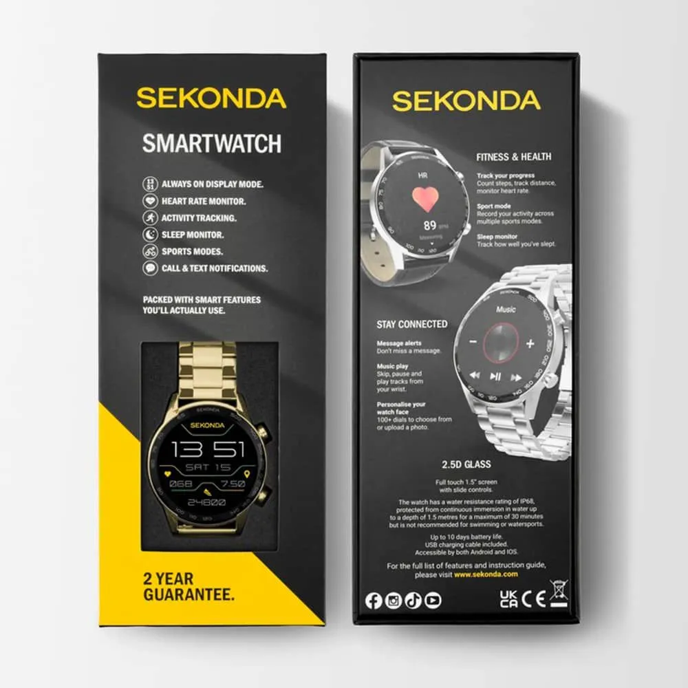 Sekonda Active Plus Smart Watch Gold Alloy Case Steel Bracelet 30227