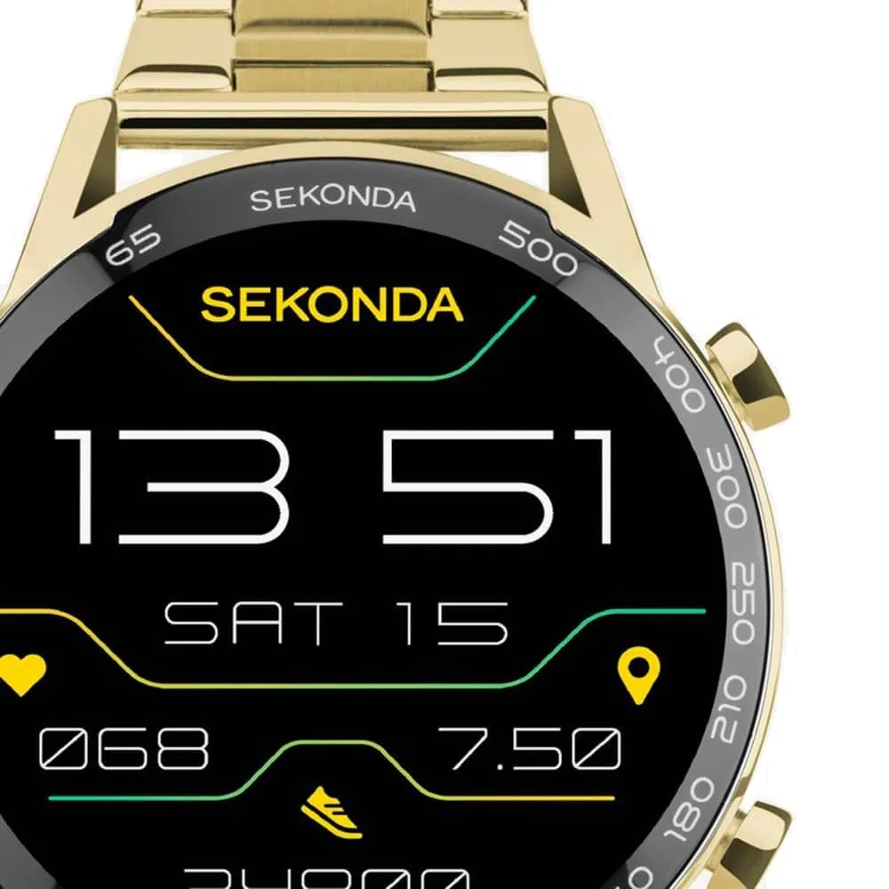 Sekonda Active Plus Smart Watch Gold Alloy Case Steel Bracelet 30227