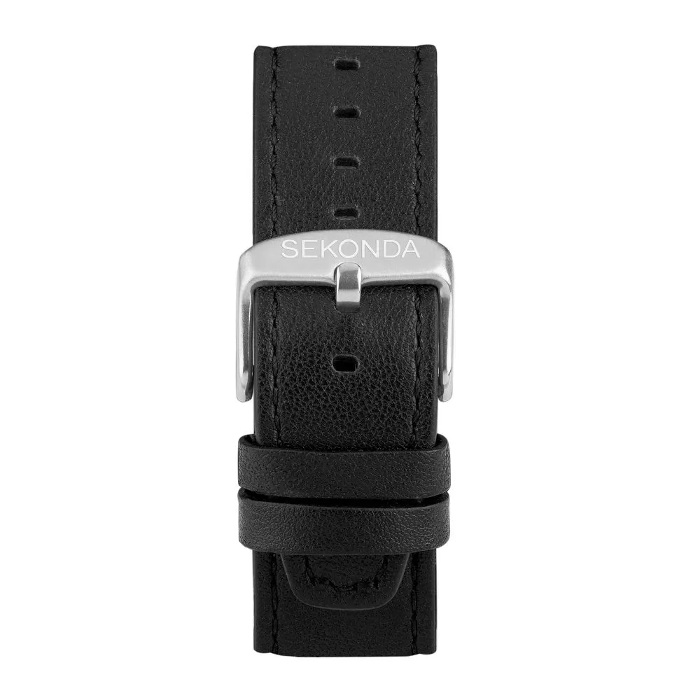 Sekonda Active Plus Smart Watch Silver Case Black Leather Strap 30178