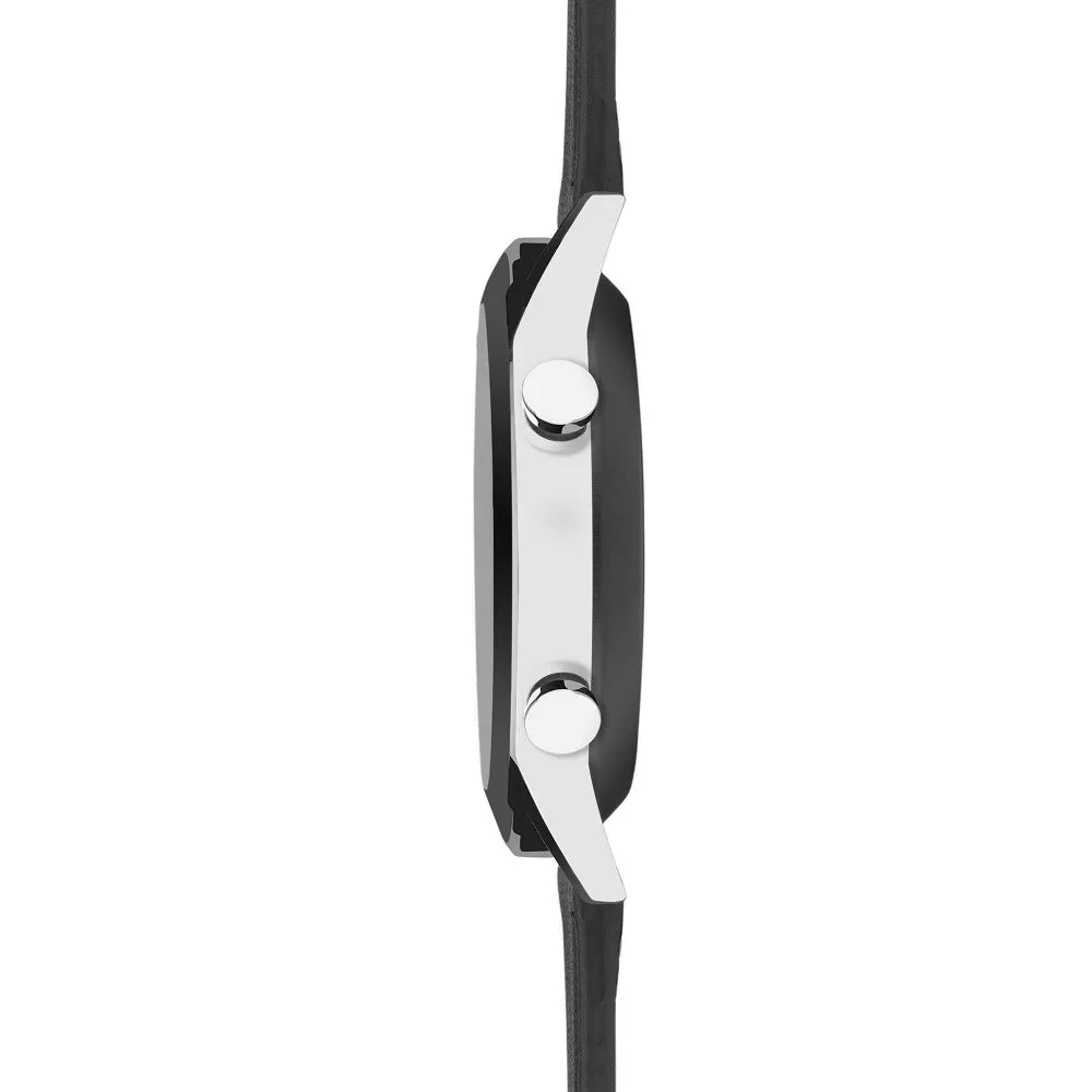 Sekonda Active Plus Smart Watch Silver Case Black Leather Strap 30178