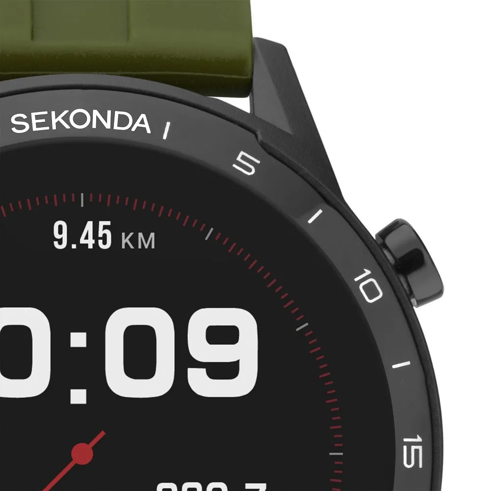Sekonda Active Smart Watch Black Case Green Silicone Strap 1993