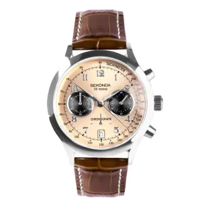 Sekonda Archer Brown Leather Strap Mens Watch 30236