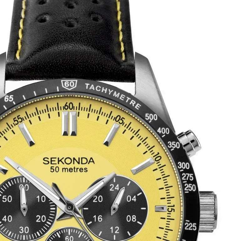 Sekonda Aviator Chronograph Leather Strap Mens Watch 1395