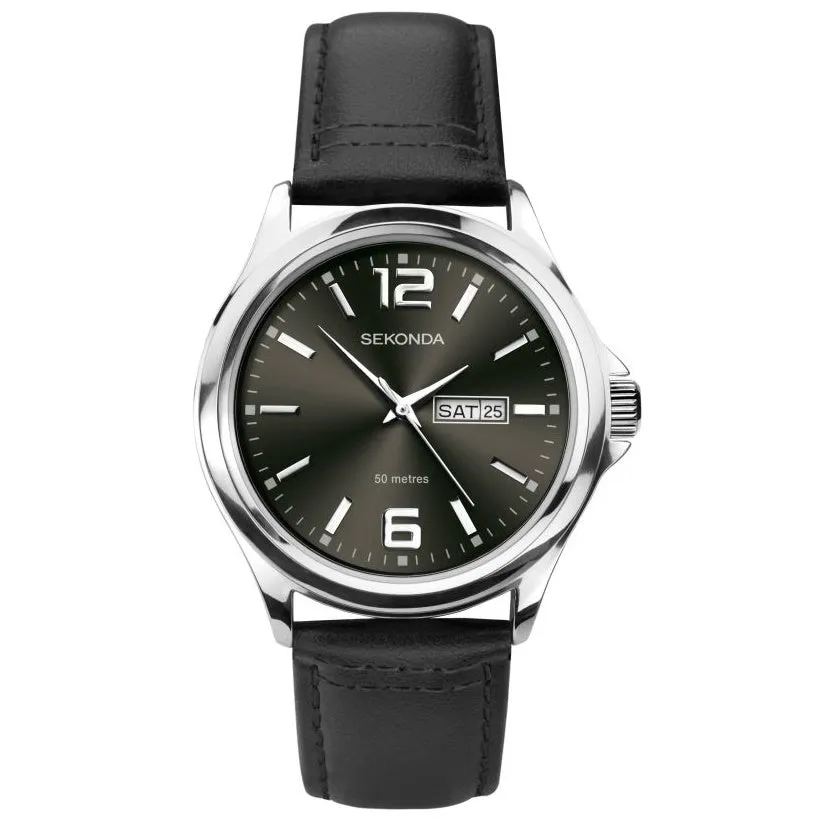 Sekonda Black Strap Day Date Mens Watch 1655