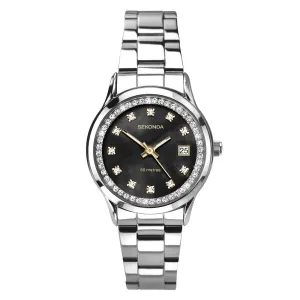 Sekonda Catherine Black Dial Crystal Set Ladies Watch 40520