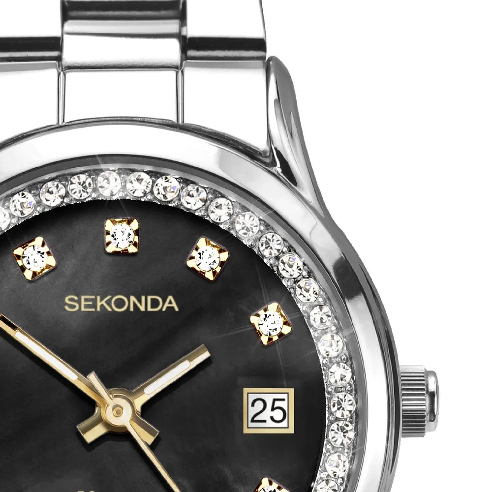 Sekonda Catherine Black Dial Crystal Set Ladies Watch 40520