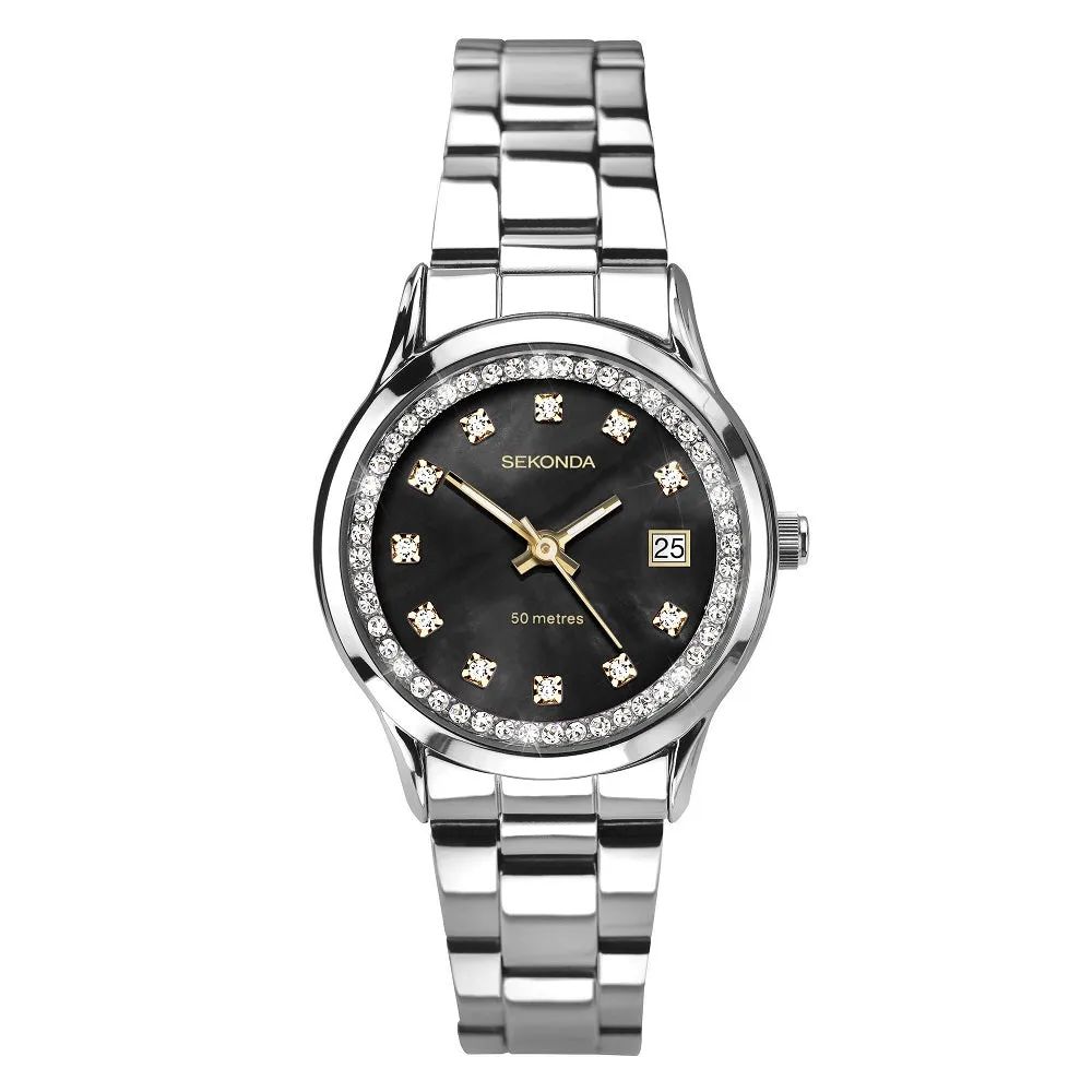 Sekonda Catherine Black Dial Crystal Set Ladies Watch 40520