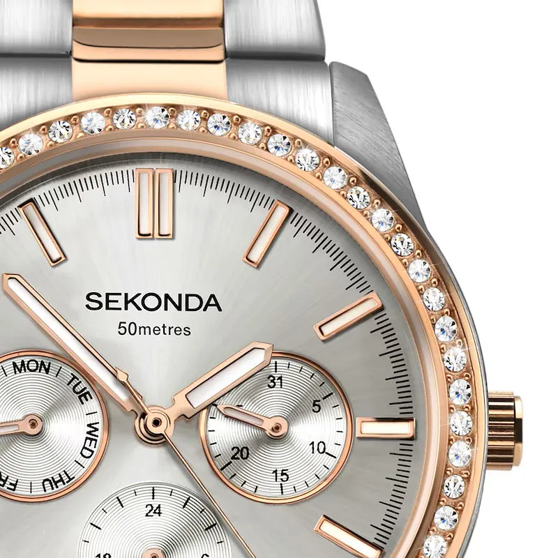 Sekonda Classic 38mm Two Tone Ladies Day Date Watch 2162
