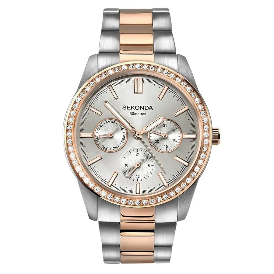 Sekonda Classic 38mm Two Tone Ladies Day Date Watch 2162