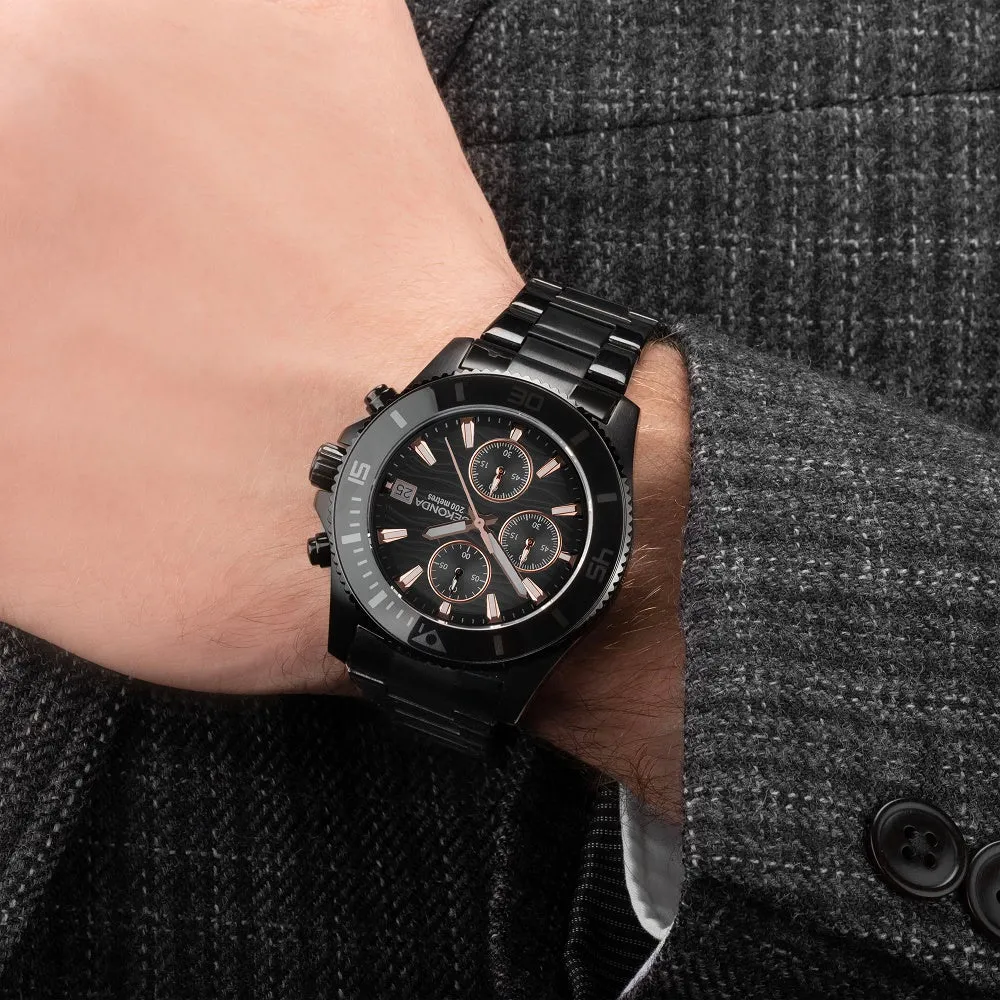 Sekonda Dive Pacific Wave Chronograph Mens Watch Black 30117