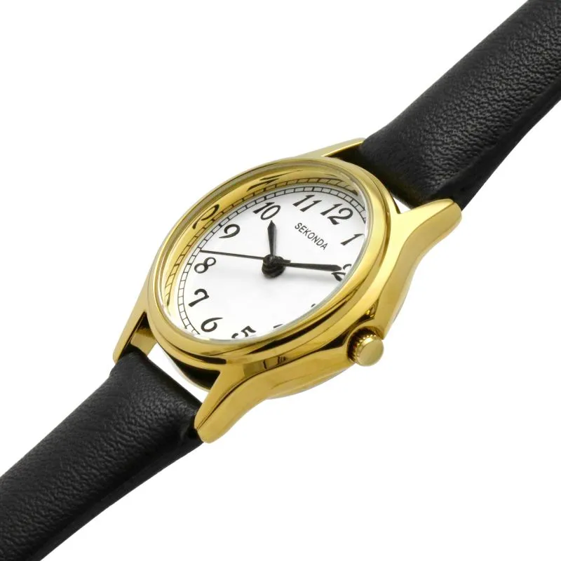 Sekonda Gold Plated Leather Strap Ladies Watch 4134