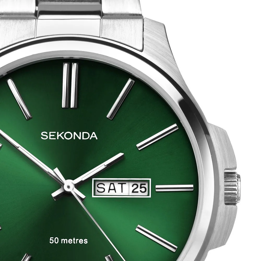 Sekonda Green Dial Stainless Steel Mens Watch 30152