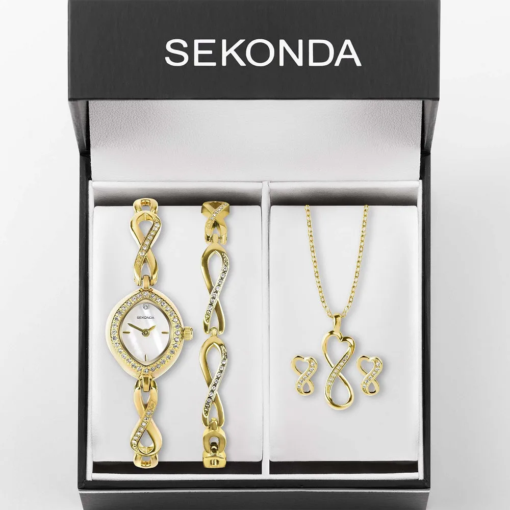 Sekonda Infinity Ladies Watch Gift Set Gold Plated 49057