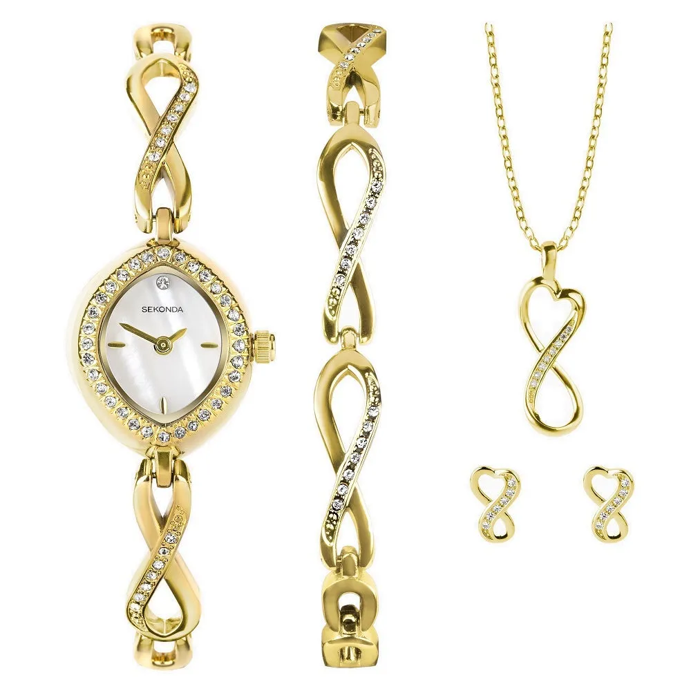 Sekonda Infinity Ladies Watch Gift Set Gold Plated 49057