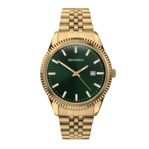 Sekonda King Green Dial Gold Tone Mens Watch 30157