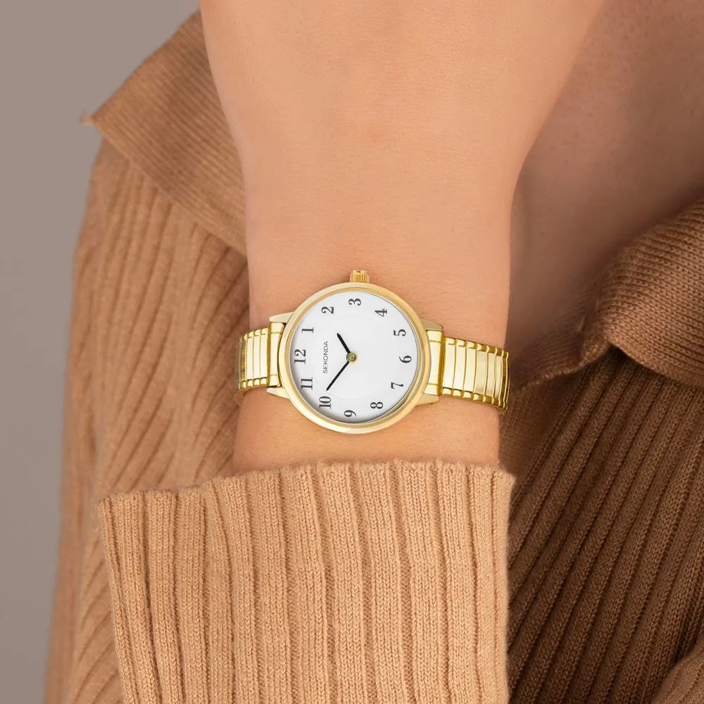 Sekonda Ladies Classic Easy Reader Gold Plated Expander Watch 30132