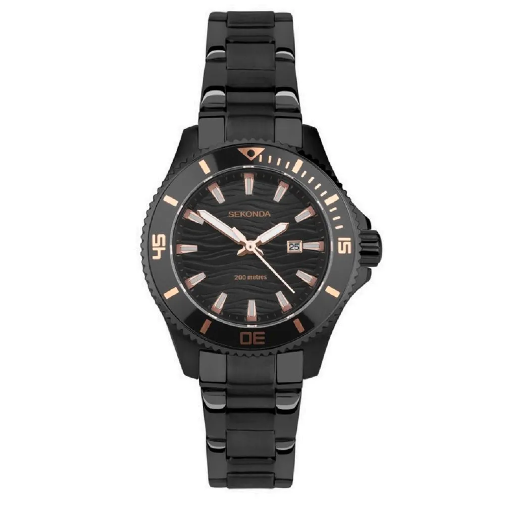 Sekonda Ladies Dive Pacific Wave Watch Black 40573