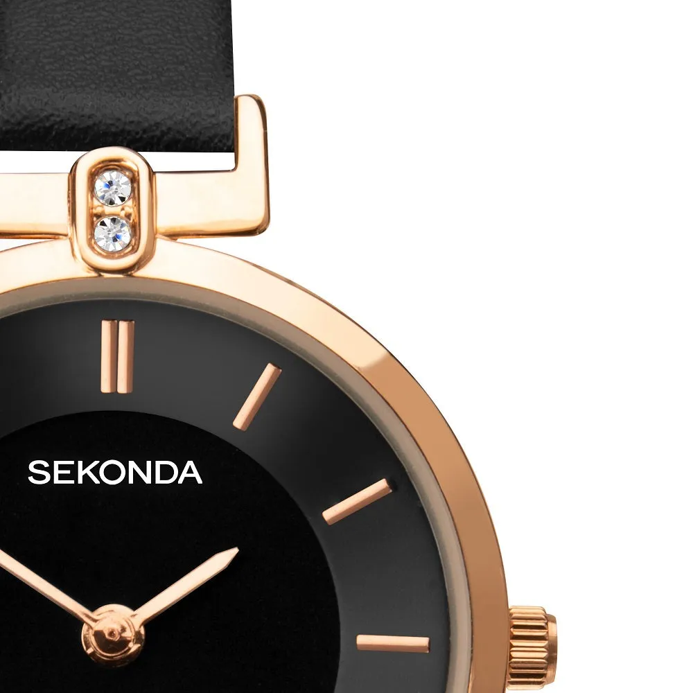 Sekonda Ladies Watch Black Leather Strap 40297