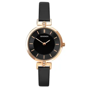 Sekonda Ladies Watch Black Leather Strap 40297
