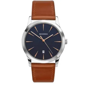 Sekonda Mens Black Leather Strap Watch 1559