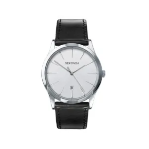Sekonda Mens Black Leather Strap Watch 3531