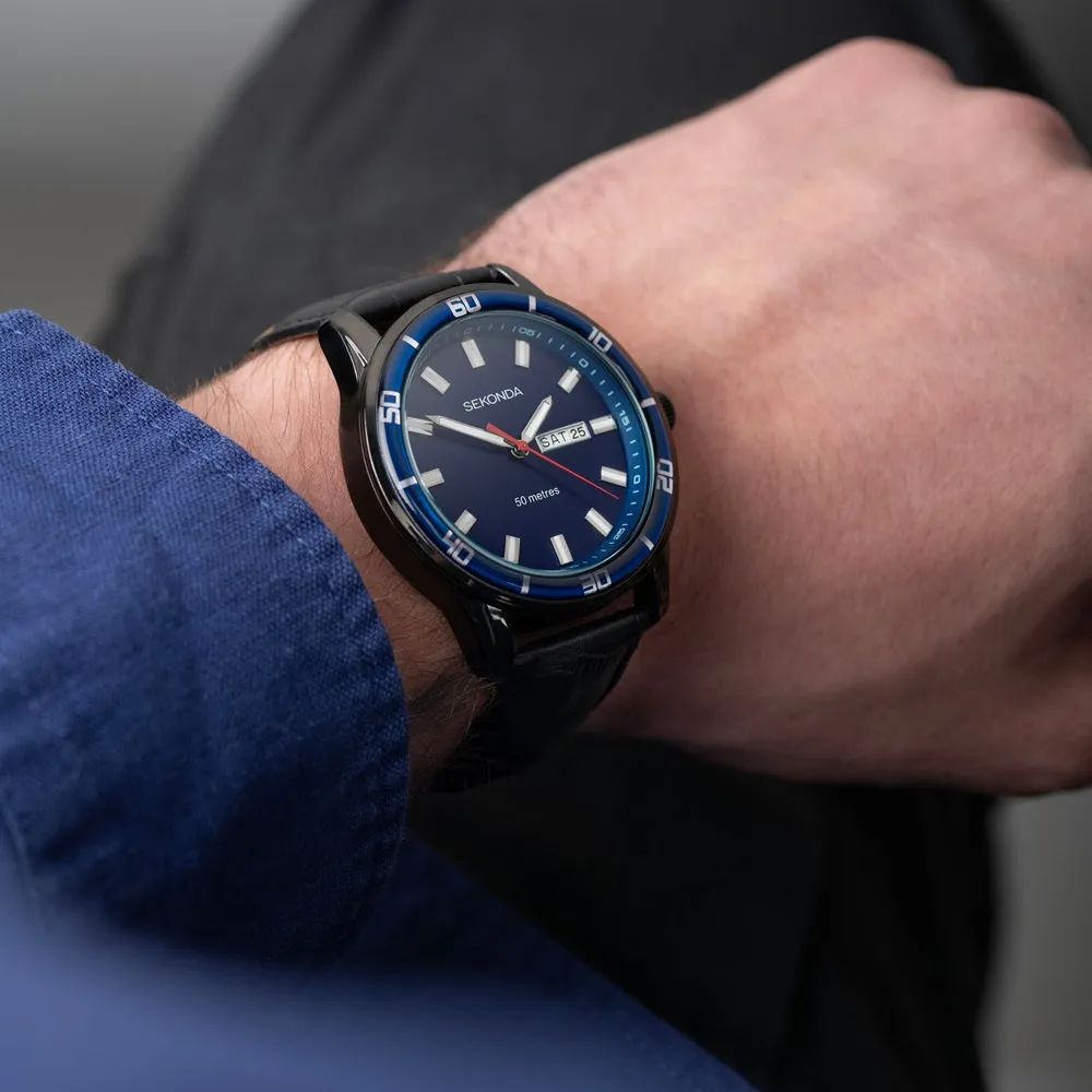 Sekonda Midnight Sports Day Date Mens Watch Blue Dial 30205