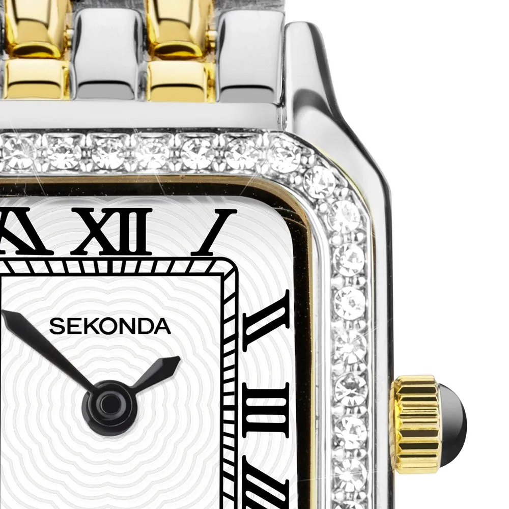 Sekonda Monica Crystal Bezel Ladies Watch Two Tone Bracelet 40640