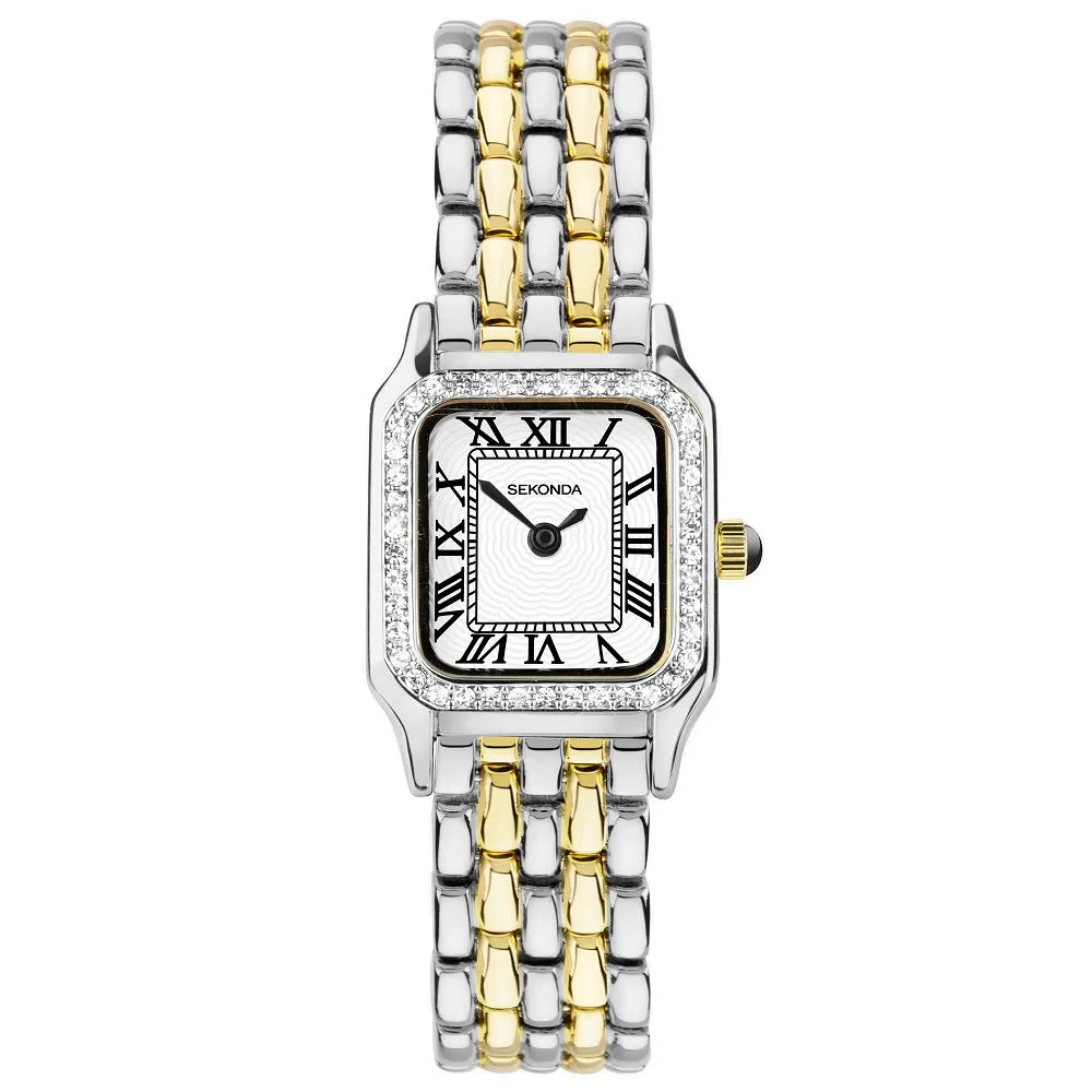 Sekonda Monica Crystal Bezel Ladies Watch Two Tone Bracelet 40640