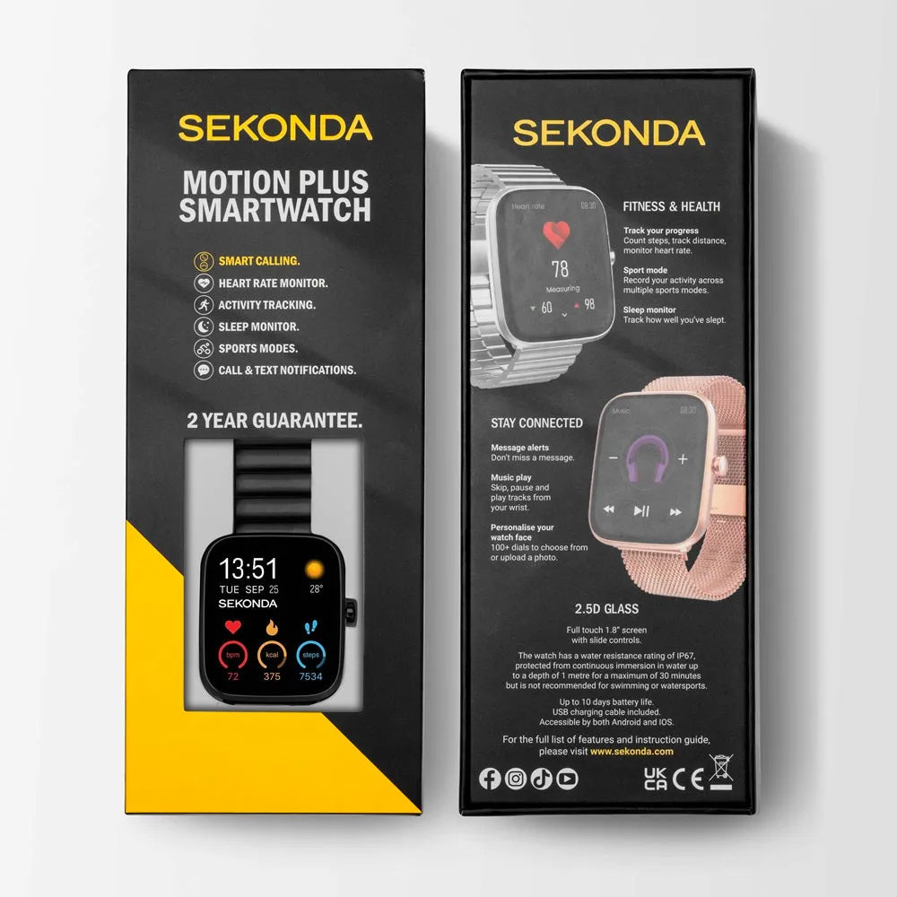 Sekonda Motion Plus Smart Watch Black Alloy Case & Stainless Steel Bracelet 30223